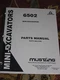 MUSTANG 6502 Mini Ex EXCAVATOR Illustrated Parts Manual  