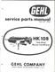 Gehl HK 108 Hay King Mower Conditioner Parts Manual.