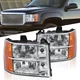 Set 2 Headlights Chrome Clear For 2007-2013 GMC Sierra 1500 2500HD 3500HD Stock