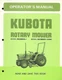 KUBOTA ROTARY MOWER OPERATORS MANUAL FOR MODELS RCB60-I AND RCB60-IA(E)