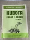 Kubota Tractor Front Loader Model BF900Operator's Manual OEM Factory Catalog