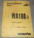 KOMATSU WA180-3 WHEEL LOADER OPERATION & MAINTENANCE BOOK MANUAL S/N A80001-UP