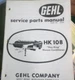 Gehl Service Parts Manual HK 108 Hay King Mower Conditioner