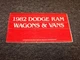 1982 Dodge B150 B250 B350 Ram Van & Wagon Owner Owner's Operator Manual