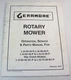 Gearmore Rotary Mower Brush Hog L-G-40-40-P 48 60 72 Service Parts Shop Manual