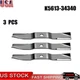 3 Blade Fit Kubota K5613-34340 G1800 G1900 G2000 76529-34330 54" Cut