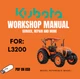 KUBOTA L3200 TRACTOR SERVICE REPAIR WORKSHOP MANUAL ON USB