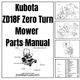 Kubota ZD18F Zero Turn Mower Parts Manual PDF