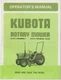 Kubota Model RCB60-I & RCB60-1A(E) Rotary Mower Operator's Owner's  Manual