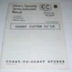 COAST-TO-COAST STORES LAWN MOWER GIANT CUTTER 22" S.P. 481-0404 OWNER'S MANUAL