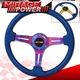 350mm Steering Wheel Metallic Blue Neo Chrome 3 Spoke Deep Dish Godsnow