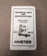 Hyster TECHNICAL HANDBOOK SPECIFICATIONS MANUAL FORK LIFT TRUCK