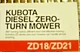 Factory Dealership Sale Specs Brochure Kubota  Diesel Zero Turn Mower ZD18 ZD21
