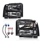 99-04 Ford F250-F550 Super Duty Excursion Headlights Clear Lens Black Housing