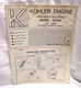 KOHLER ENGINE Owner's Manual MODEL K321S Spec 6055B Horizontal Crankshaft Engine
