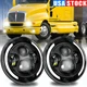 Pair For Kenworth T2000 1997-2011 7inch Round LED Headlights Hi/Lo Beam Halo DRL