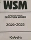 Official Kubota ZG20 ZG23 Workshop Service Repair Shop Manual BINDER