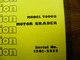 GALION T600B MOTOR GRADER  ,PARTS LIST  SN 1501-2535   BOOK No. 4101