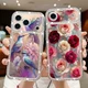 For iPhone 17 16 Pro Max 15 14 13 12 Glitter Diamond Rose Bird Soft Case Cover
