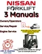 NISSAN FORKLIFT J02 YJ02A20U OWNERS SERVICE ENGINE REPAIR SHOP MANUAL PDF ON USB