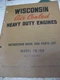 Wisconsin Engine TR10D Instruction Book & Parts List Manual