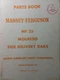 Massey Ferguson Farm Tractor MF 25 Side Delivery Rake Implement Parts Manual