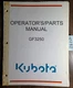 Kubota GF3250 Rotary Sweeper Broom for GF1800 GF1800E Tractor Operator's Manual