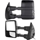 Tow Mirrors 08-16 Ford F250-F550 Pwr Htd Turn Sig Aux Light Temp Sensor Black