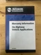 ALLISON TRANSMISSION WARRANTY INFO ON-HIGHWAY VEHICLE APPLI SE0100EN 