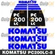 Decals- Komatsu PC200LC-8 or PC220LC-8. Decals for Komatsu Excavators