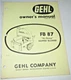 Gehl FB 87 Hopper Blower Operators Owners Manual ORIGINAL! 1/68