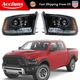 For Dodge Ram 1500-3500 2009-2017 2018 Black w/DRL LH+RH Side Headlight Halogen
