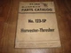 IH International Harvester No. 123-SP Harvester-Thresher HT-20A Parts Catalog
