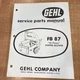 Unsealed Gehl FB 87 Hi-Throw Hopper Blower SERVICE Parts Manual Form 2225C @B7