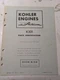 KOHLER ENGINES SERVICE REPAIR PARTS IDENTIFICATION LIST BOOK MANUAL K321 1969