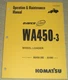 KOMATSU WA450-3 WHEEL LOADER OPERATION & MAINTENANCE MANUAL BOOK S/N A31001-UP
