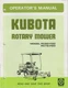 Kubota Model RC60-F20 and RC72-F20 Rotary Mower Operator's Owner's  Manual