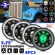 4PCS 5.75'' Projector LED Headlights RGB for Kenworth W-900A W900A Peterbilt 359