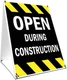 A-Frame Sidewalk Open during Construction Sign with Graphics on Each Side | 24" 