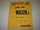 Komatsu WA320-3 Wheel Loader Operation Maintenance Manual , s/n 50001 - up