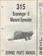 GEHL COMPANY 315 SCAVENGER II MANURE SPREADER SERVICE PARTS MANUAL  904103 (727)
