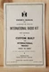 INTERNATIONAL IH TRUCK 1000D-1500D RADIO OWNERS MANUAL INSTALLATION 244793-R91