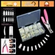 500pcs Acrylic Nail Tips - French False Nails with Clipper & Storage Case, 10 Si