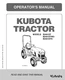 Kubota Tractor B2401 DT DTWO DTN Operators Manual: 94 Pages Coil Bound
