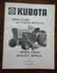 Kubota Model KM-60 Rotary Mower L-185 L-245 Tractors Operators & Parts Manual