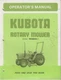 Kubota Model RCB60-I Rotary Mower Operator's Owner's  Manual