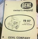 FB 87 Hi-Throw Hopper Blower Owner's Manual Gehl