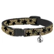 Cat Collar Breakaway with Bell Cheetah/Stars Tan/Black NARROW Fits 8.5-12"