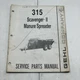Gehl 315 Scavenger Ii Manure Spreader Service Parts Manual