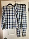Burts Bee's Baby Womens Gingham Checkered PJ Set 2pc Pajamas Blue SZ: L  213D